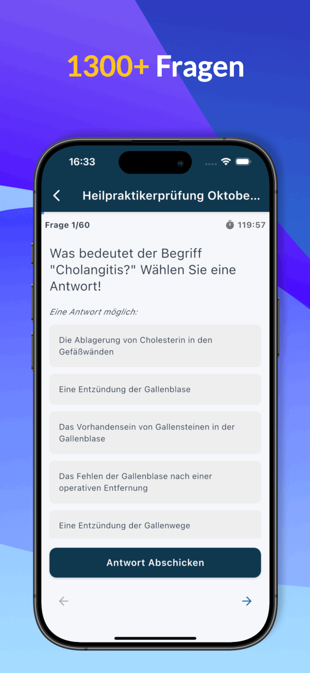 Heilpraktiker App – Multiple-Choice Frage mit Erklärung